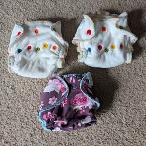 NB Fitted Cloth Diaper Lot (3) Twinkie Tush + Nikki’s Bamboo Fitted